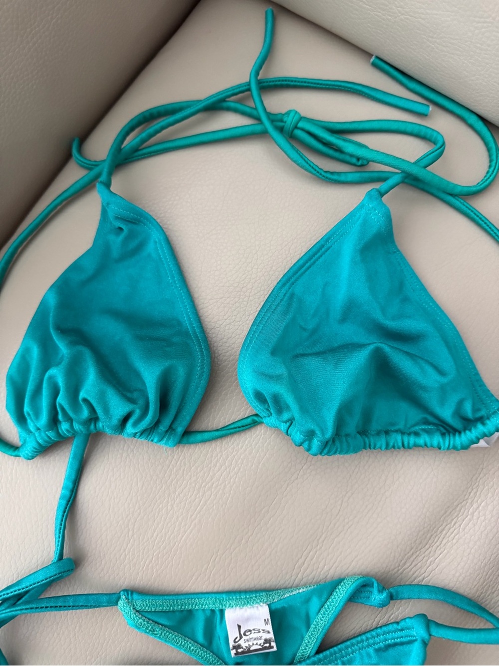 Teal Triangle String Bikini Set - Picture 2 of 4